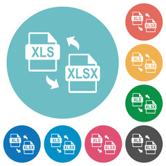 XLS XLSX file conversion flat round icons