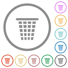 Single empty wide trash solid flat icons with outlines