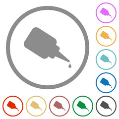 Super glue flat icons with outlines