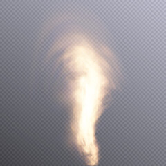 Yellow smoke on a transparent background. Hookah smoke, poisonous gas, purple dust, fog effect. Vector