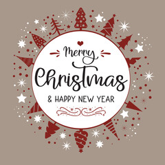 Merry Christmas Calligraphy text taupe