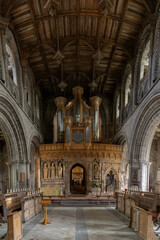 Fototapeta premium close-up view of the historic pipe organ in the St Davids Cathedral in Pembrokeshire