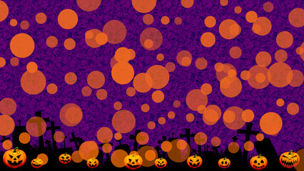 Happy Halloween bokeh effect background illustration design with pumpkins and graveyard concept.