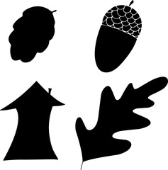 Autumn Fall Clipart, Hand drawn clipart, Mushrooms Tower Foliage Cone Acorn