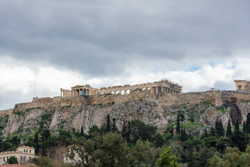 Fototapeta na wymiar View of the Acropolis of Athens Greece