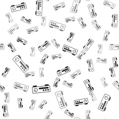 Black Sound mixer controller icon isolated seamless pattern on white background. Dj equipment slider buttons. Mixing console. Vector