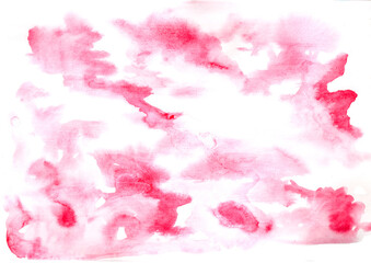 Abstract beautiful splash of pink watercolor. The color shades of art are drawn. Hand-painted, abstract watercolor background. Texture in watercolor style. An elegant postcard. Elegant decor.