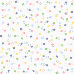 abstract sweet pastel colourful square and outline confetti glaze on white seamless pattern, background, texture, wallpaper, banner, label, cover etc. vector design