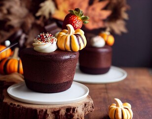 Autumnal Chocolate Souffle dessert