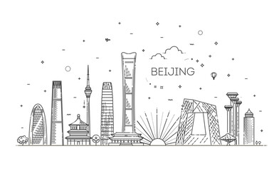 Beijing, China. Vector flat illustration