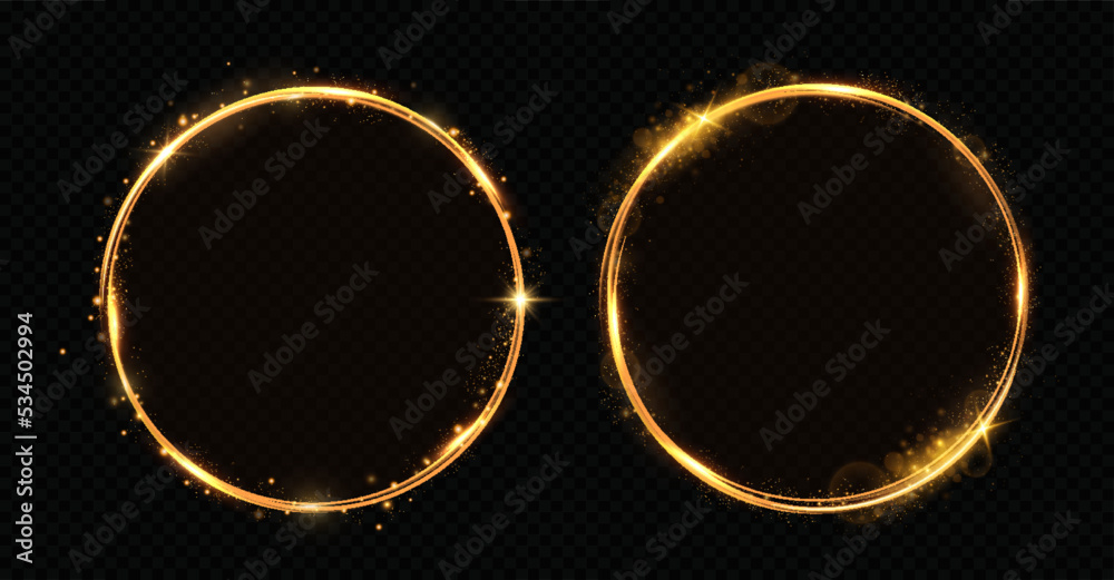 Aufkleber golden circle with fire effects.light effect.vector