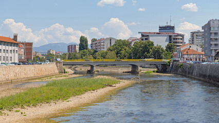 Fototapeta na wymiar Low Tide Nisava River Nis Serbia