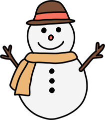 doodle freehand sketch drawing of a snowman. christmas festival concept.