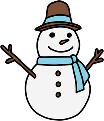 doodle freehand sketch drawing of a snowman. christmas festival concept.