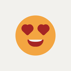 Smiling facial emotions, heart eyes. Vector illustration