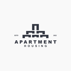 modern apartment housing iconic logo business vector design illustration. elegant home town residence property building logo vector design template isolated on white background.