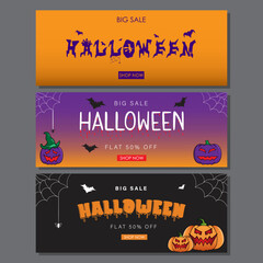 3 halloween website banner with shop now button