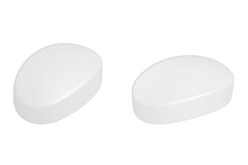 Blank white oval glossy soap bar mockup isolated on white background. side view. 3d rendering. 