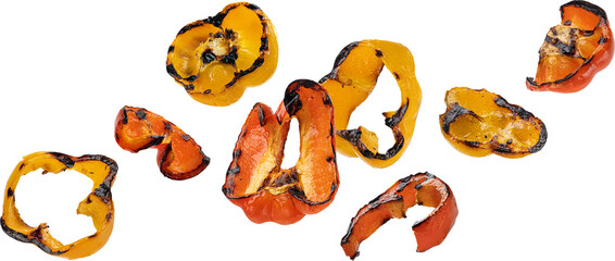 Grilled paprika slices isolated 