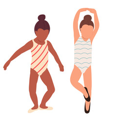 child dancing on white background, isolated