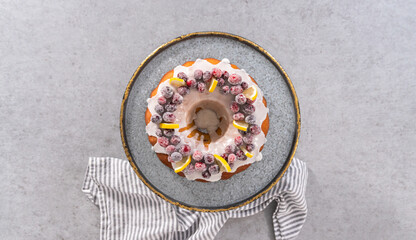 Lemon cranberry bundt cake