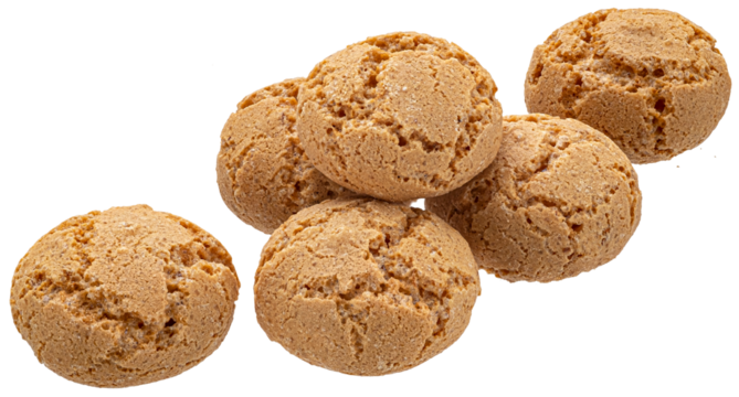 Traditional Italian amaretti, heap of almond cookies isolated