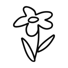 Black and white abstract flower. Vector linear image.