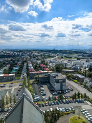 Hallgrimskirkja church observation deck city panorama Reykjavik - summer 2022