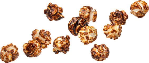 Falling chocolate pop corn isolated