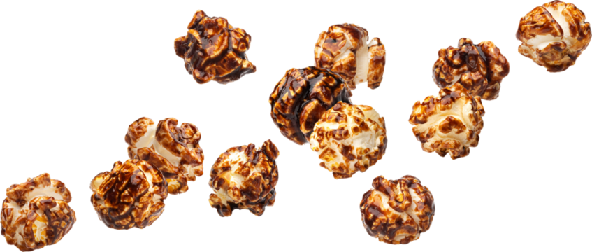Falling chocolate pop corn isolated