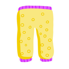 Baby pants. Infant clothes and pajamas with pattern. Cartoon illustration