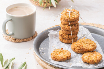 Stack of homemade oatmeal cookies