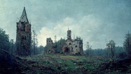 Naklejka premium Abandoned Gothic castle