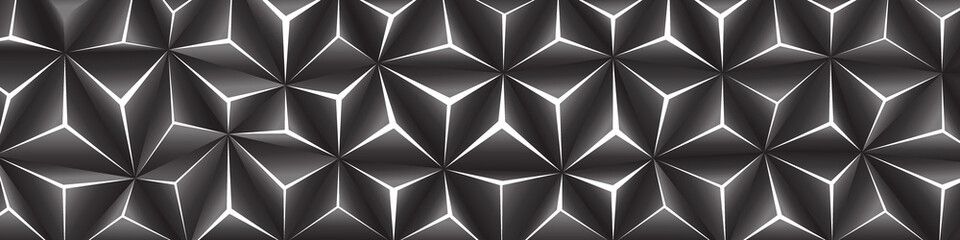 Black polygon white light futuristic technology banner design Vector illustration abstract background