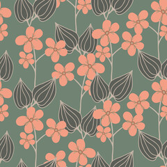Meadow flower seamless pattern, colorful hand drawn vector digital paper background for fabric, textile, stationery, wallpaper; Floral wallpaper, Garden repeat design, Summer backdrop