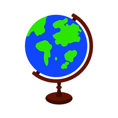 Globe object cartoon icon isolated on white background. Traveling concept, earth round map. - obrazy, fototapety, plakaty