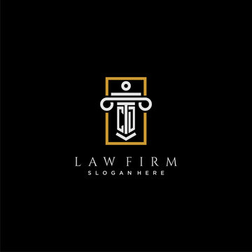 CD initial monogram logo for lawfirm with pillar in creative square design