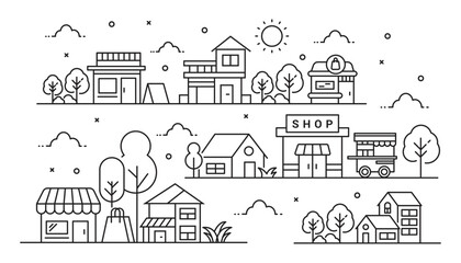 Illustration of store building in line style
