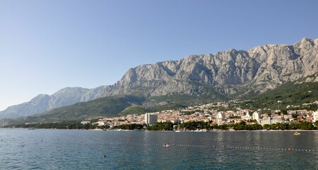 Fototapeta premium Panorama of Makarska and Biokovo.