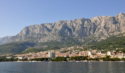 Fototapeta na wymiar Panorama of Makarska in Croatia.