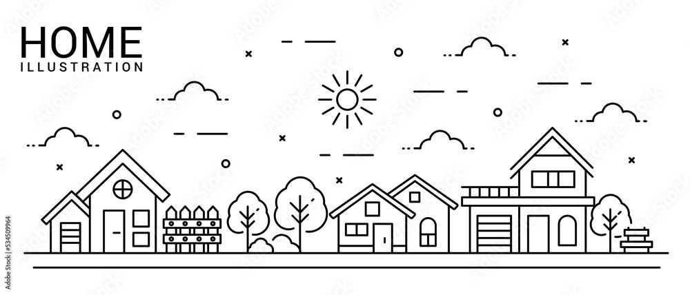 Wall mural Home line illustration design