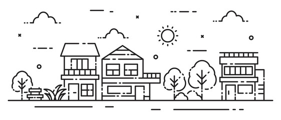 Naklejka premium Home line illustration design in line style