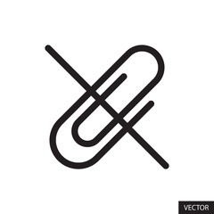 No attachment vector icon in line style design for website, app, UI, isolated on white background. Editable stroke. Vector illustration.