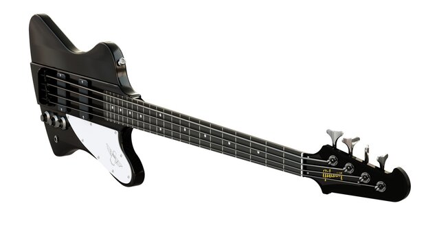 New York, USA. September 29, 2022. Black Bass Guitar Gibson Thunderbird On A White Background.