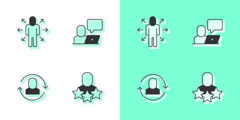 Set Productive human, Multitasking manager working, Exchange and Freelancer icon. Vector