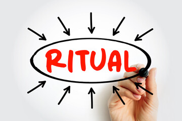 Ritual text with arrows, concept for presentations and reports