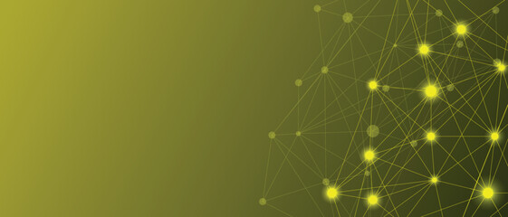 Geometric graphic connection vector background. Lines dots vector illustration. Futuristic digital network concept. Tech yellow background with dots of light. Banner for headers, websites