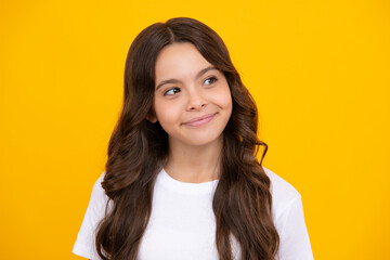 Fashion portrait of pretty teen girl. Latin or hispanic teenager child. Happy teenager, positive and smiling emotions.