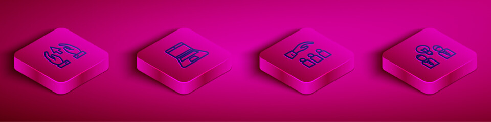 Set Isometric line Growth chart and progress, Laptop, Boss with employee and People lamp bulb icon. Vector