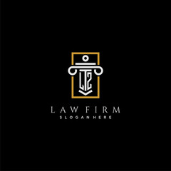 LZ initial monogram logo for lawfirm with pillar in creative square design - obrazy, fototapety, plakaty